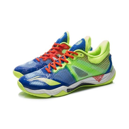 Кроссовки мужские для бадминтона Li-Ning Falcon 4.0 (сине-салатовые)