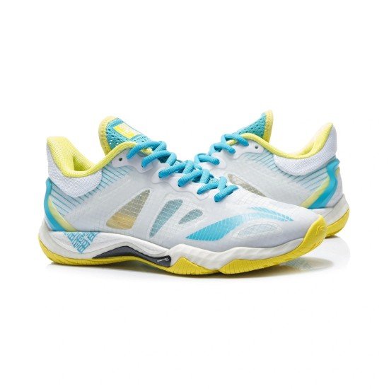 Кроссовки женские для бадминтона Li-Ning Falcon 4.0 (бело-голубые)