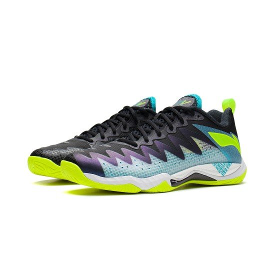 Кроссовки мужские для бадминтона Li-Ning Falcon 5.0 (сине-салатовые)