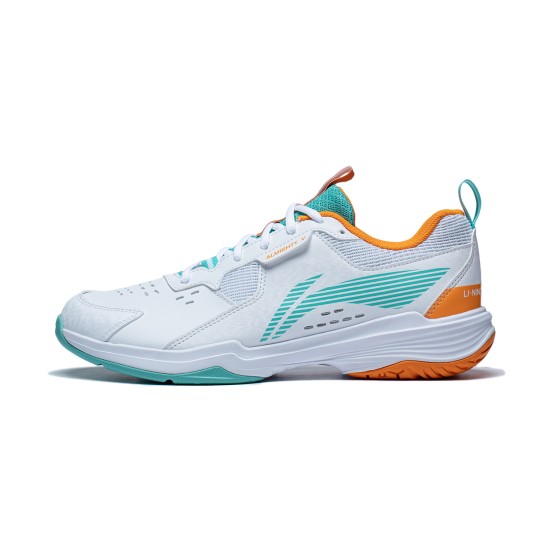 Кроссовки для бадминтона Li-Ning Thunderbolt LITE (бело-салатово-оранжевые)