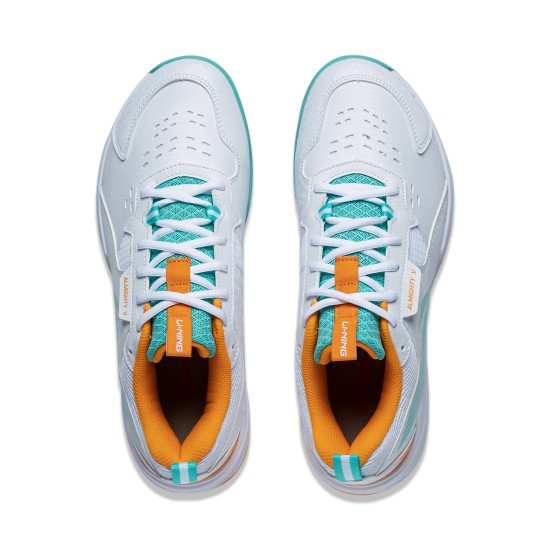 Кроссовки для бадминтона Li-Ning Thunderbolt LITE (бело-салатово-оранжевые)