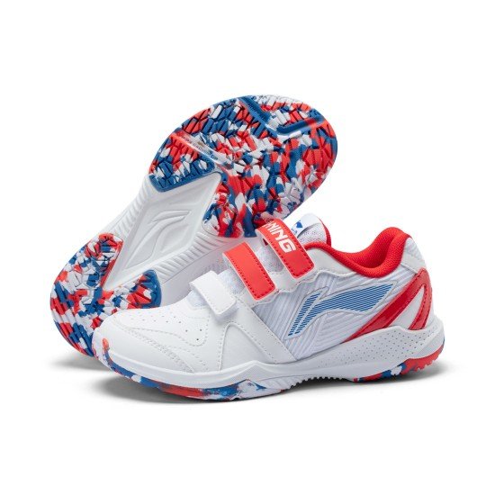 Кроссовки детские для бадминтона Li-Ning Almighty V JR (бело-красные)