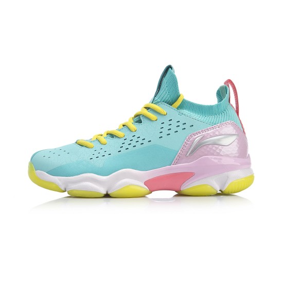 Кроссовки женские для бадминтона Li-Ning Sonic Boom 2.0 (голубо-розовые)