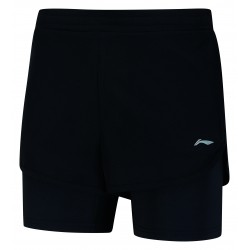 Шорты женские для бадминтона с компрессионным бельем (черные) Li-NING AAPN038-1