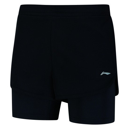 Шорты женские для бадминтона с компрессионным бельем (черные) Li-NING AAPN038-1