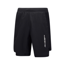 Шорты мужские для бадминтона c компрессионным бельем (черные) Li-NING AAPU131-1