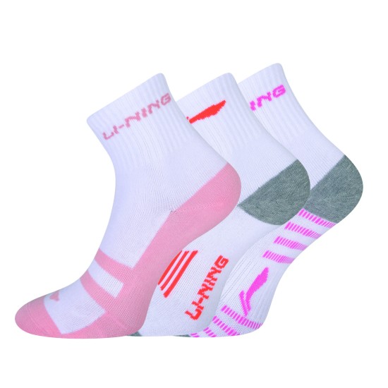 Носки женские средние 3 пары (бел/роз, бел/крас, бел/сал) Li-NING AWLQ008-1
