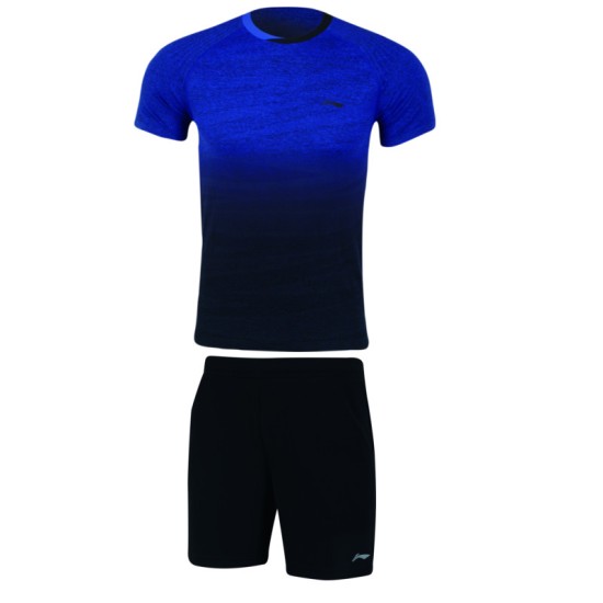Комплект мужской шорты с футболкой (синий черный) Li-NING AATN051-2