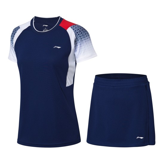 Комплект женский юбка с футболкой (синий белый) Li-NING AATP018-3