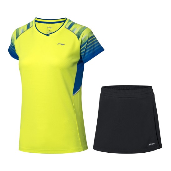 Комплект женский футболка с юбкой (желтый черный) Li-NING AATP024-4
