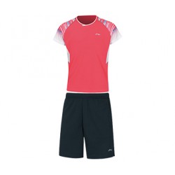 Комплект детский для бадминтона футболка и шорты (розов/черн) Li-NING AATP028-3