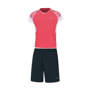 Комплект детский для бадминтона футболка и шорты (розов/черн) Li-NING AATP028-3