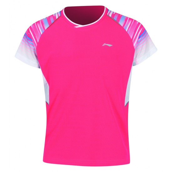 Комплект детский для бадминтона футболка и шорты (розов/черн) Li-NING AATP028-3