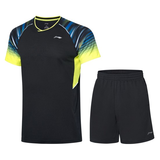 Комплект мужской шорты с футболкой (черный желтый) Li-NING AATP043-1