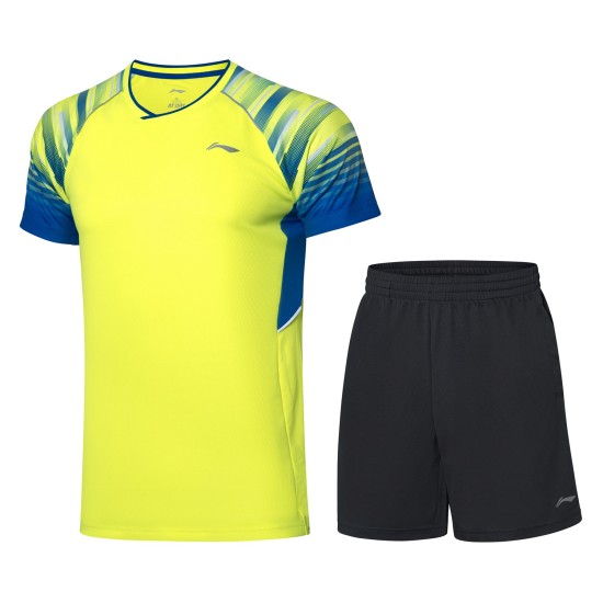 Комплект мужской шорты с футболкой (желтый синий) Li-NING AATP043-4