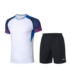 Комплект мужской шорты с футболкой (белый синий) Li-NING AATQ023-3