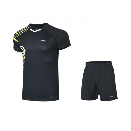 Комплект мужской шорты с футболкой (черный) Li-NING AATQ087-4