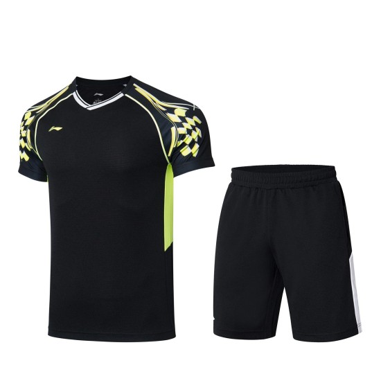 Комплект мужской шорты с футболкой (черный) Li-NING AATR003-4