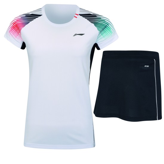 Комплект женский футболка с юбкой (белый, черный) Li-NING AATR046-2