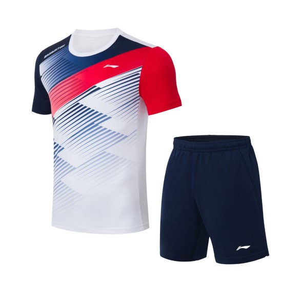 Комплект мужской шорты с футболкой (белый) Li-NING AATS007-1