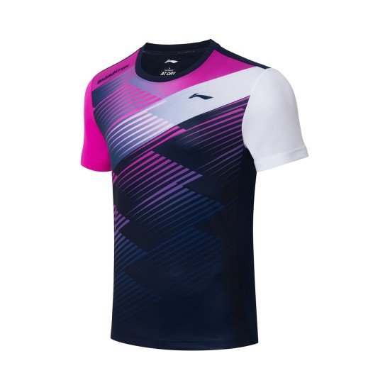 Комплект мужской шорты с футболкой (черный пурпурный) Li-NING AATS007-2