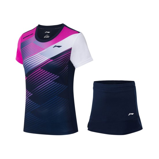 Комплект женский футболка с юбкой (черный, прупурный) Li-NING AATS008-2