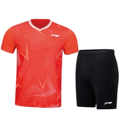 Комплект мужской шорты с футболкой (красный, черный) Li-NING AATT039-2
