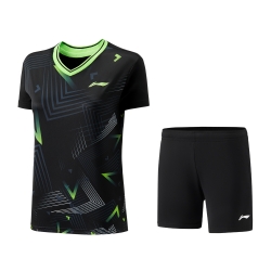 Комплект женский футболка с шортами (черный) Li-NING AATT040-4