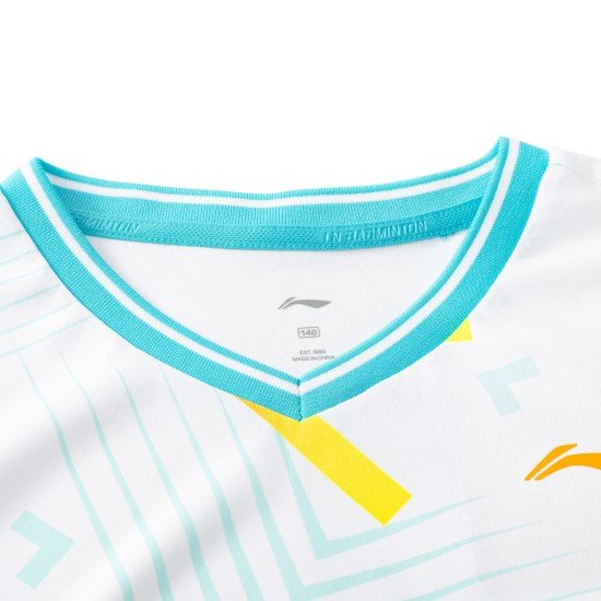 Комплект детский для бадминтона футболка и шорты (белый, черный) Li-NING AATT042-1