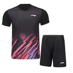 Комплект мужской шорты с футболкой (черный) Li-NING AATU031-1