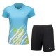 Комплект женский футболка с шортами (голубой/черный) Li-NING AATU032-3