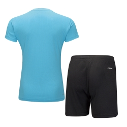 Комплект женский футболка с шортами (голубой/черный) Li-NING AATU032-3
