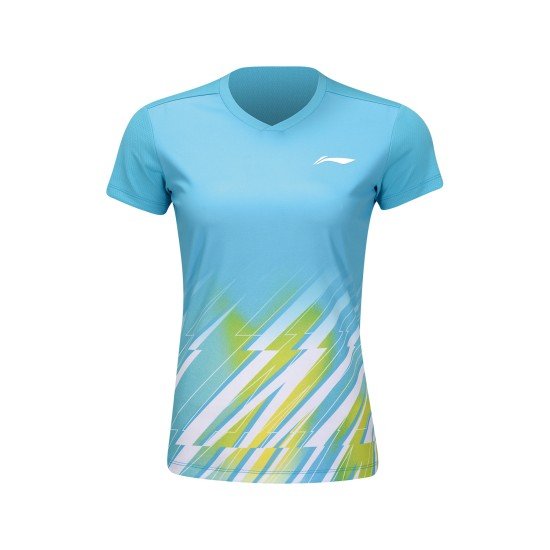 Комплект женский футболка с шортами (голубой/черный) Li-NING AATU032-3