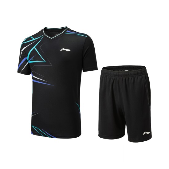 Комплект мужской шорты с футболкой (черный) Li-NING AATU051-1