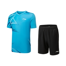 Комплект мужской шорты с футболкой (голубой/черный) Li-NING AATU051-3