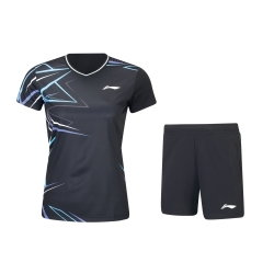 Комплект женский футболка с шортами (черный) Li-NING AATU052-1