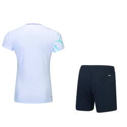 Комплект женский футболка с шортами (белый черный) Li-NING AATU052-2