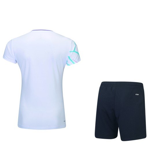 Комплект женский футболка с шортами (белый черный) Li-NING AATU052-2