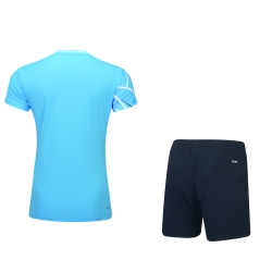 Комплект женский футболка с шортами (голубой/черный) Li-NING AATU052-3