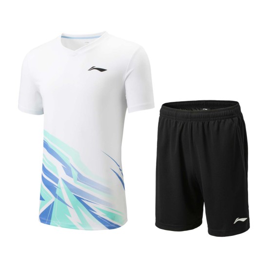 Комплект мужской шорты с футболкой (белый/черный) Li-NING AATV013-2