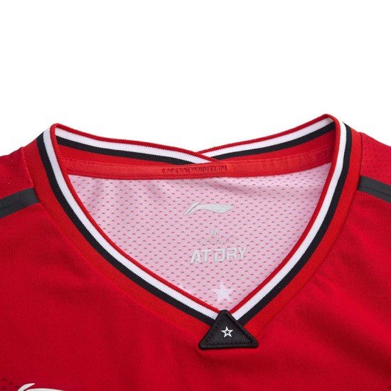 Футболка женская для бадминтона нац. сборная (красная) Li-NING AAYP102-2