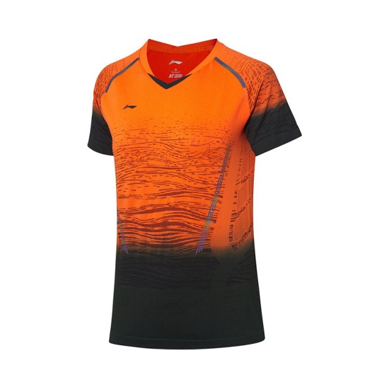 Футболка женская для бадминтона нац. сборная (оранжевая) Li-NING AAYP142-2