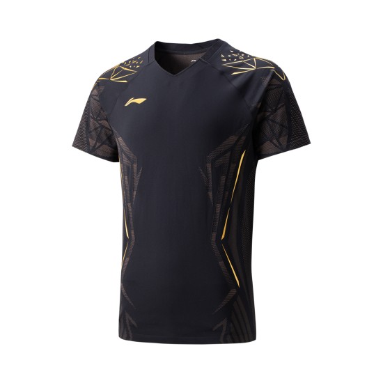 Футболка мужская для бадминтона соревновательная (черная) Li-NING AAYV019-1