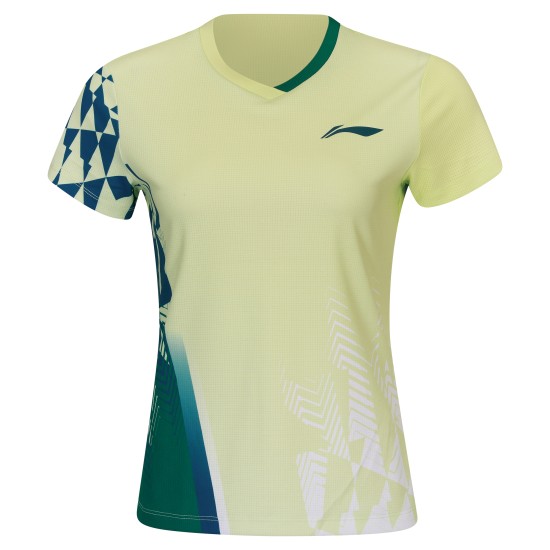 Футболка женская для бадминтона (светло-желто-зеленая) Li-NING AAYW052-5